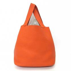 Hermes Bag Picotin Lock GM Orange Silver Hardware Handbag Tote Ladies Taurillon Clemence HERMES