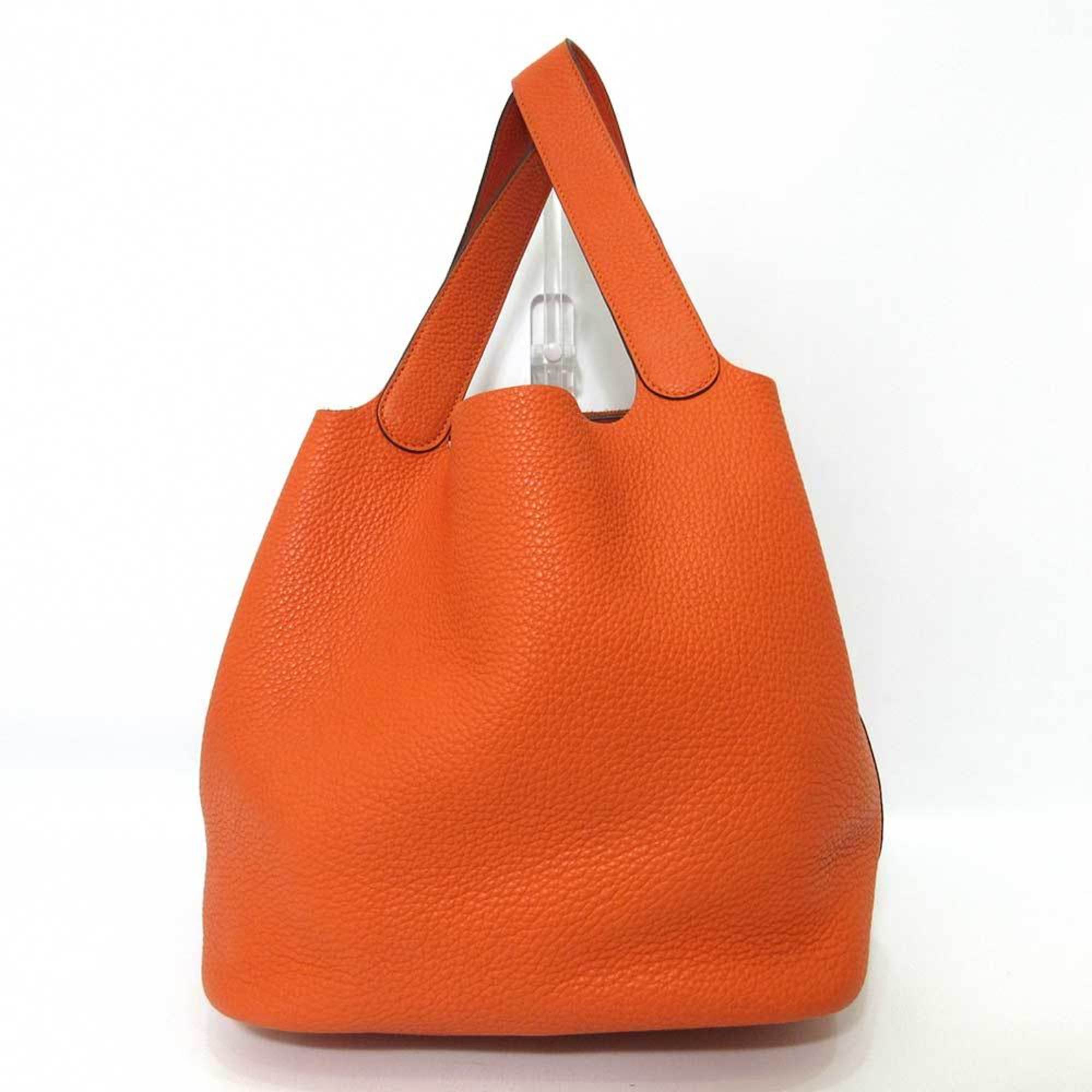 Hermes Bag Picotin Lock GM Orange Silver Hardware Handbag Tote Ladies Taurillon Clemence HERMES