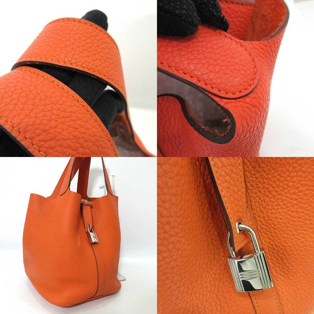 HERMES Bag Picotin Lock GM Orange Silver Hardware Handbag Tote Ladies