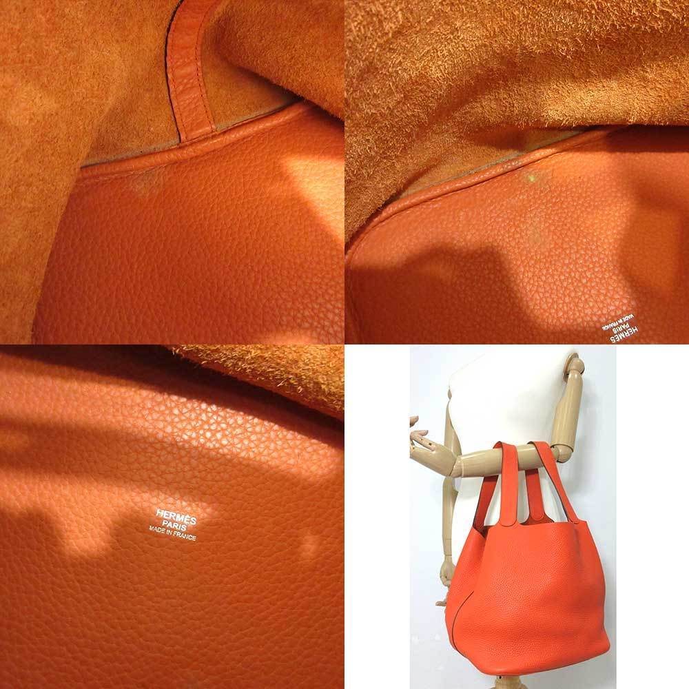 HERMES Bag Picotin Lock GM Orange Silver Hardware Handbag Tote Ladies