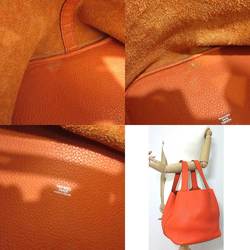 Hermes Bag Picotin Lock GM Orange Silver Hardware Handbag Tote Ladies Taurillon Clemence HERMES