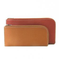 Shop HERMES Dogon Unisex Lambskin Plain Leather Folding Wallet