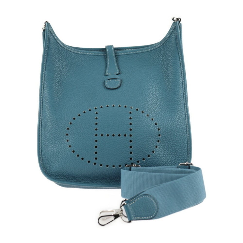 Hermes Blue Jean Clemence Leather Evelyne III PM Bag Hermes