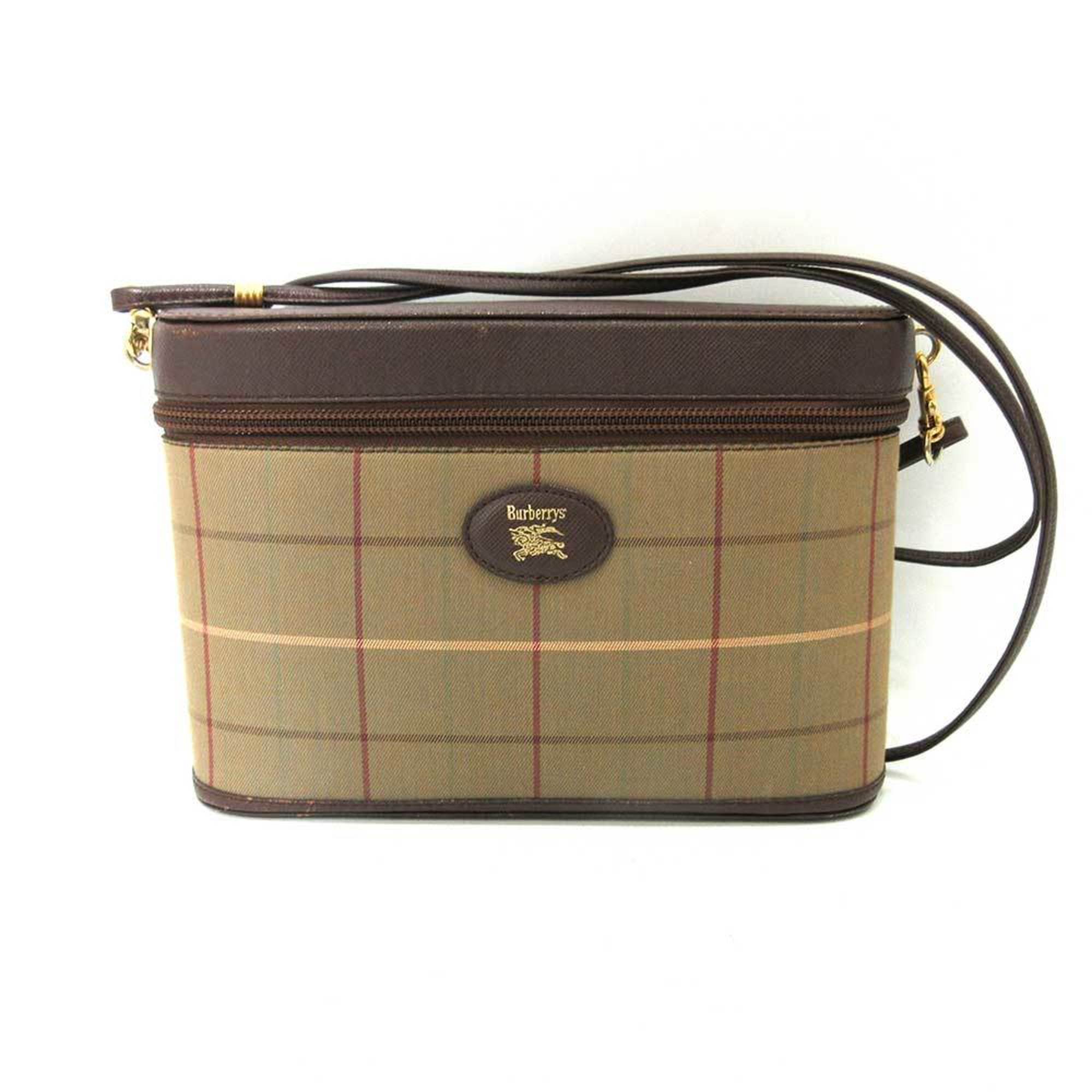 Burberry Bag Mini Shoulder Plaid Multicolor Brown Pochette Diagonal Women's Canvas x Leather BURBERRY