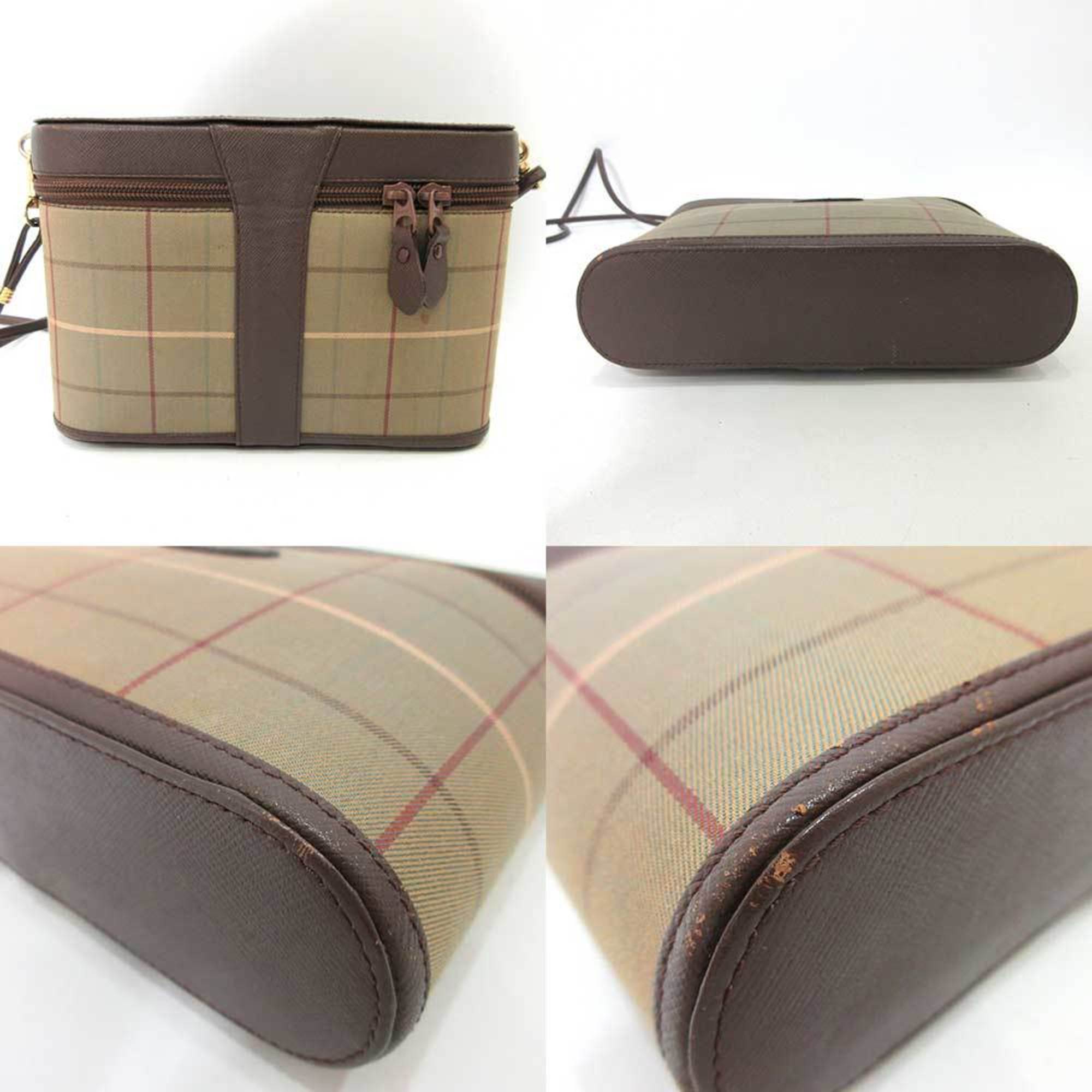 Burberry Bag Mini Shoulder Plaid Multicolor Brown Pochette Diagonal Women's Canvas x Leather BURBERRY