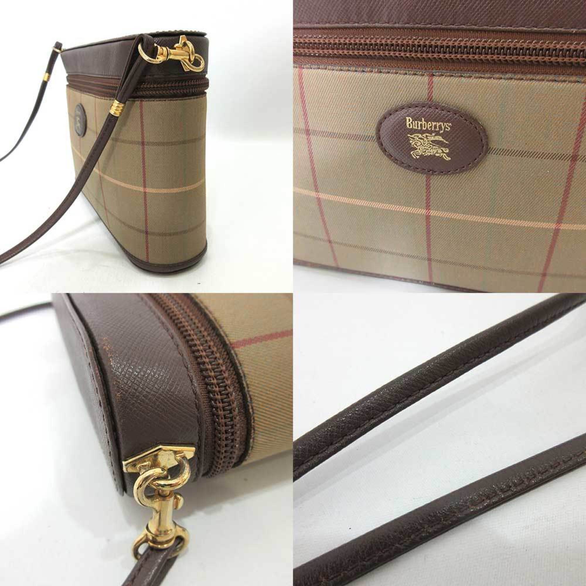 Burberry Bag Mini Shoulder Plaid Multicolor Brown Pochette Diagonal Women's Canvas x Leather BURBERRY