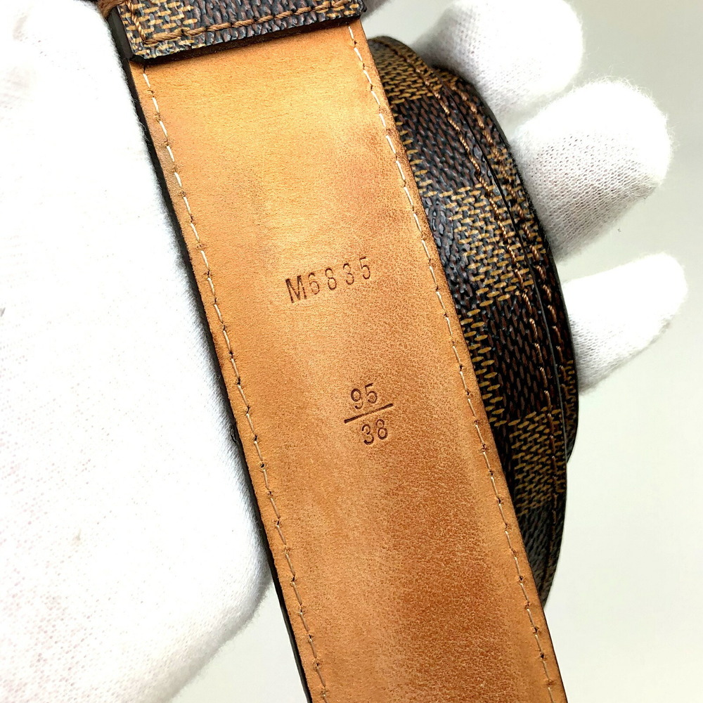 LOUIS VUITTON Louis Vuitton Sun Tulle Riveted M6835 Damier Brown Gold  Hardware Belt Men's