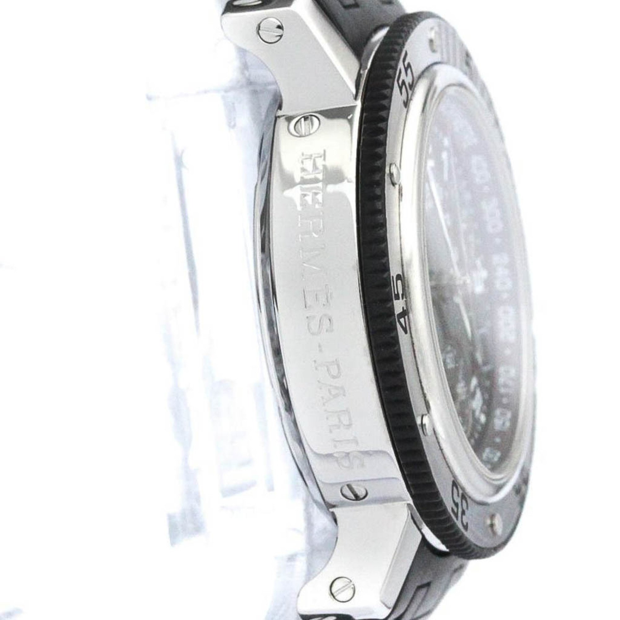 Polished HERMES Clipper Diver Chronograph Quartz Ladies Watch CL2.315 BF560787