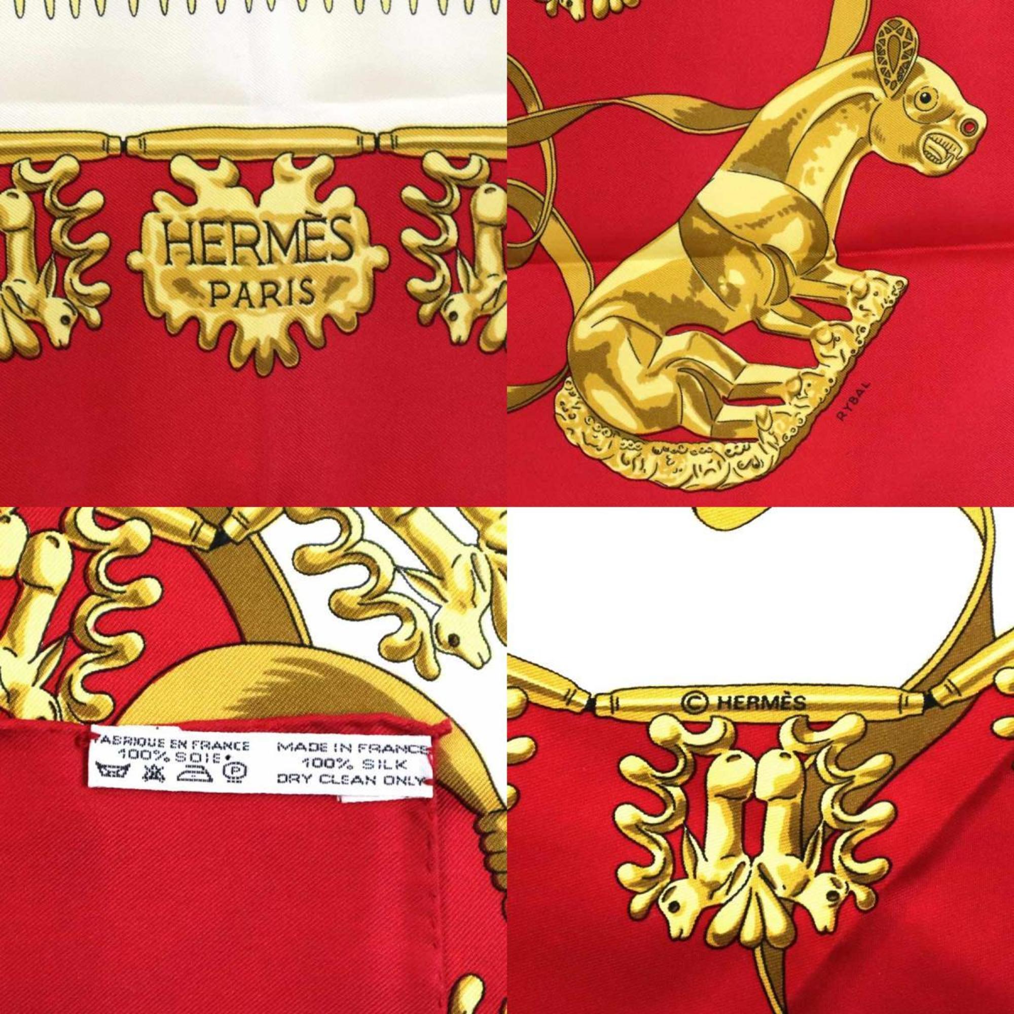 Hermes HERMES Scarf Carre 90 LES CAVALIERS DOR Silk Red/Multicolor Women's e56003a