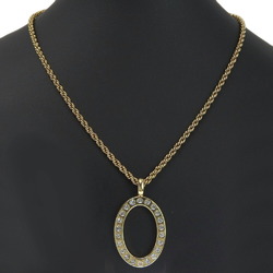 Christian Dior Circle Vintage Gold Plated x Rhinestone Women's Necklace