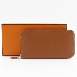 Hermes Azap Silk In Vo Epsom Brown □Q Women's Long Wallet