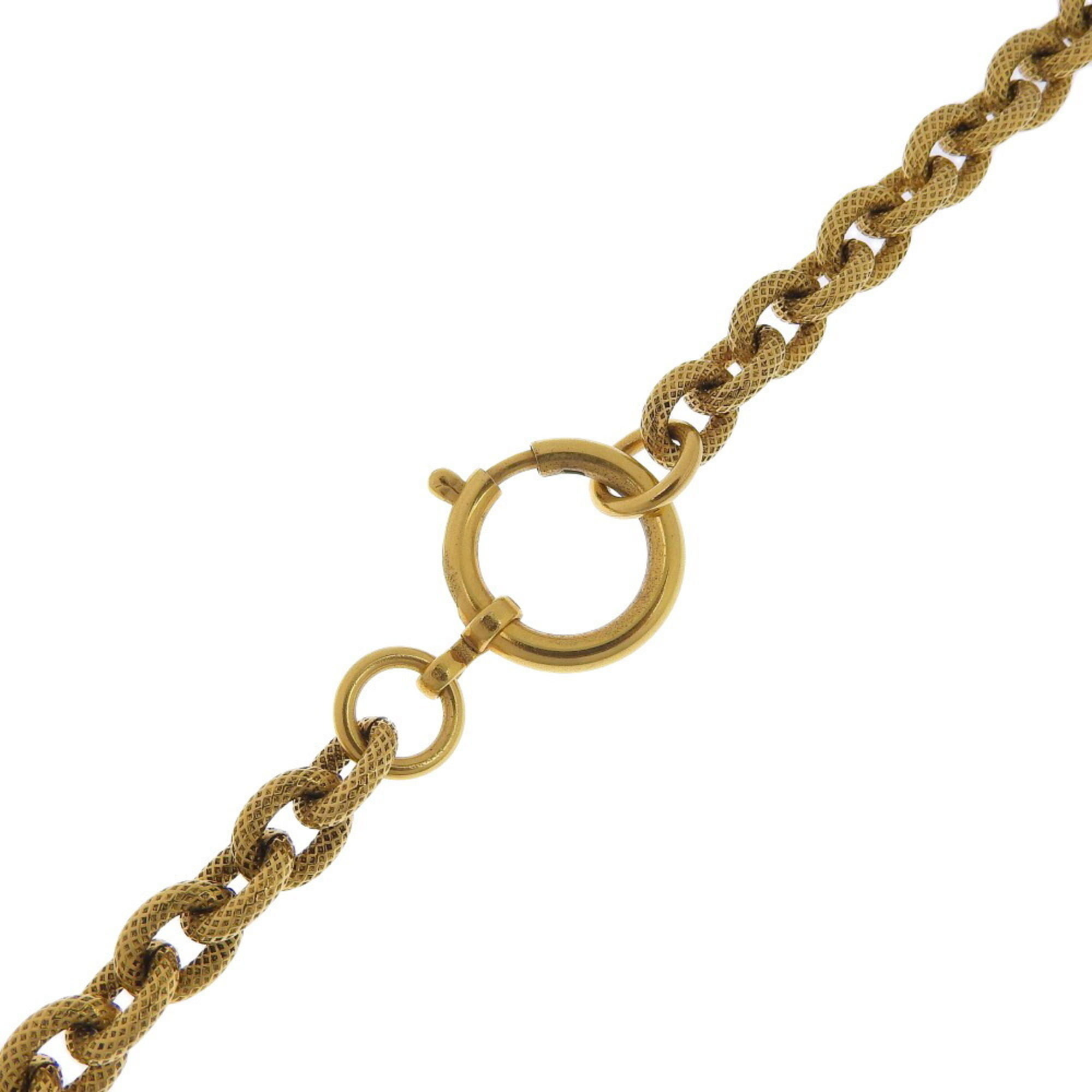 Chanel Coco Mark Vintage Gold Plated x Glass Women's Necklace