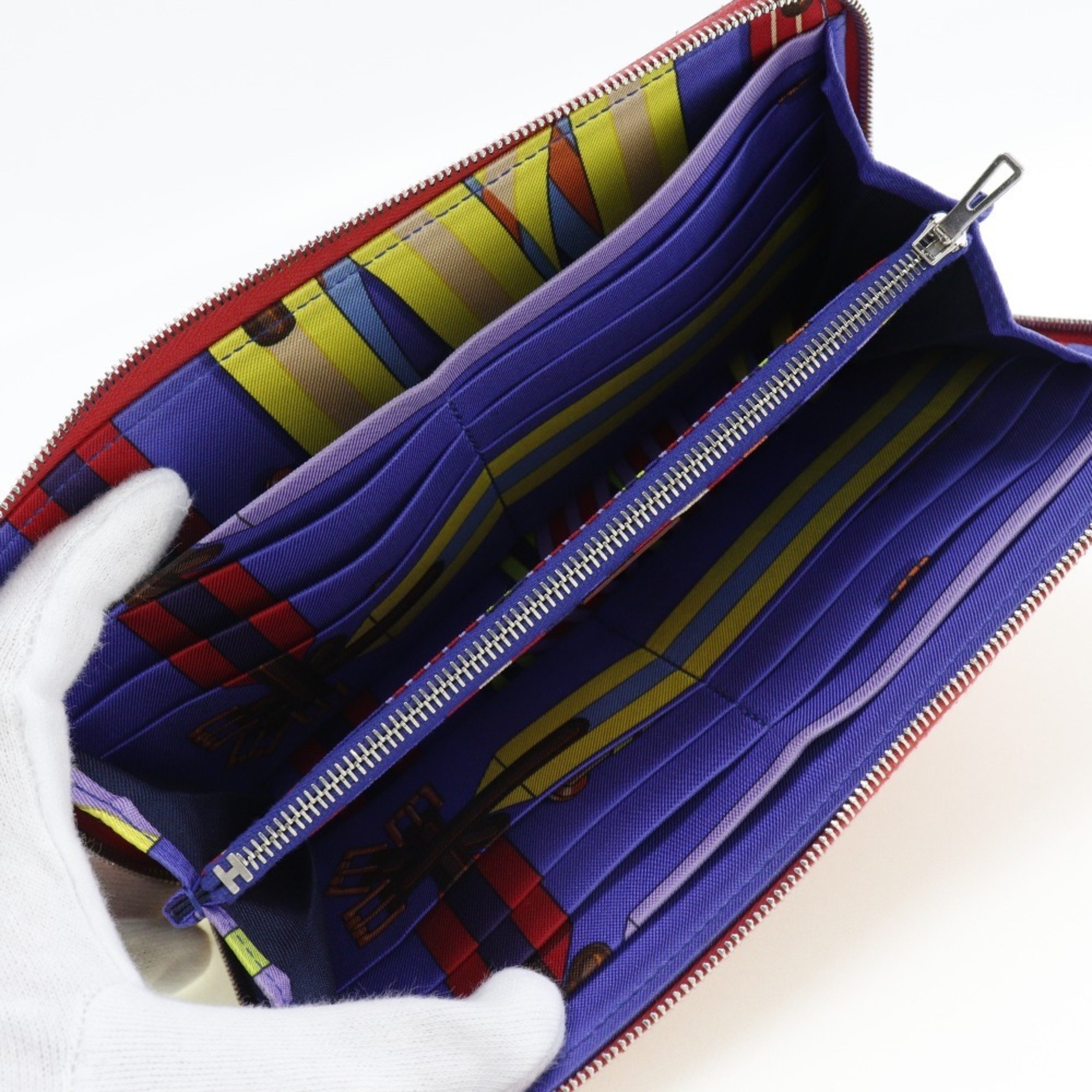 Hermes Azap Silk In Long Vo Epsom x Bougainvillea Red/Purple X Women's Wallet