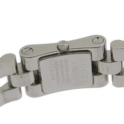 Gucci 2305L Stainless Steel Silver Quartz Analog Display Ladies Black Dial Watch