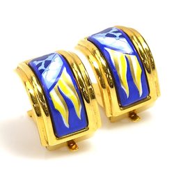 Hermes HERMES Earrings Cloisonne Metal/Enamel Gold/Blue/Yellow Women's e55987f