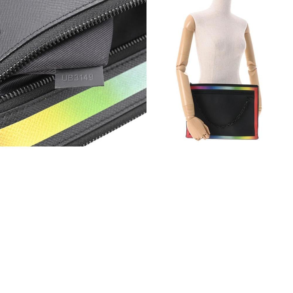 Louis Vuitton Black Taiga Rainbow Pochette A4 Multiple colors Leather  ref.951462 - Joli Closet