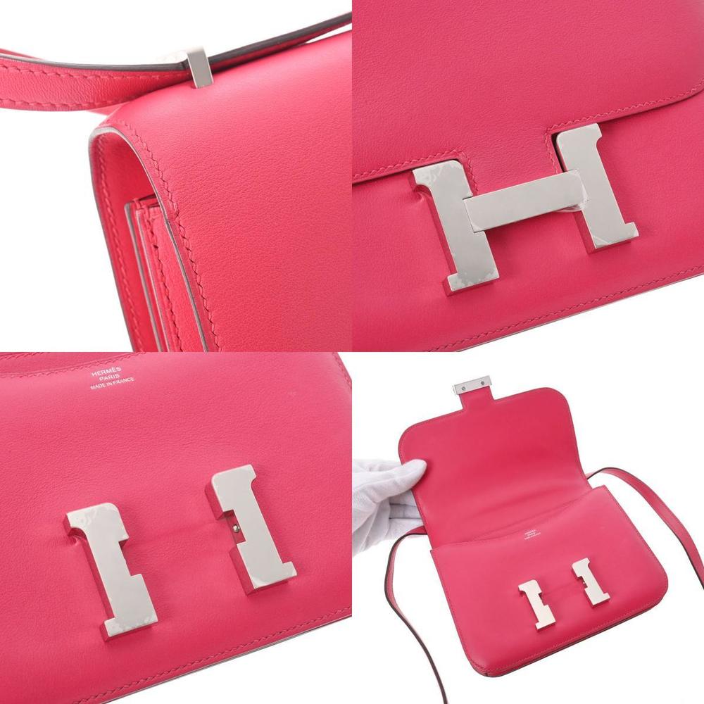 Hermes Constance 18 Rose Extreme Palladium Metal Fittings C Engraved  (around 2018) Women's Vaux Swift Shoulder Bag Hermes