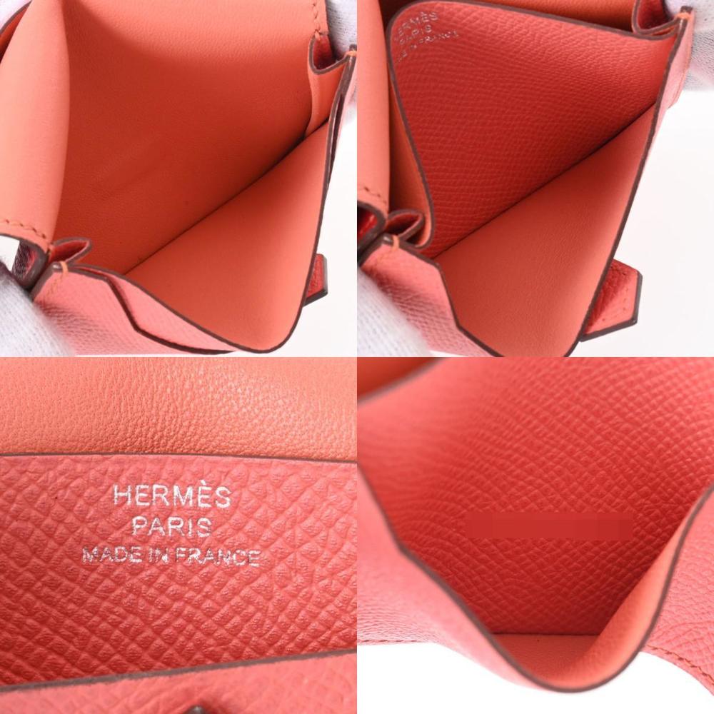 HERMES Hermes Bearn Rouge Kazak T engraved (around 2015) Unisex Vaux Epson card  case