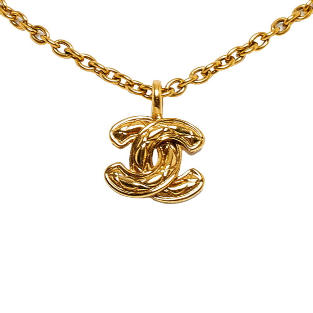 Chanel coco mark matelasse necklace gold plated ladies CHANEL