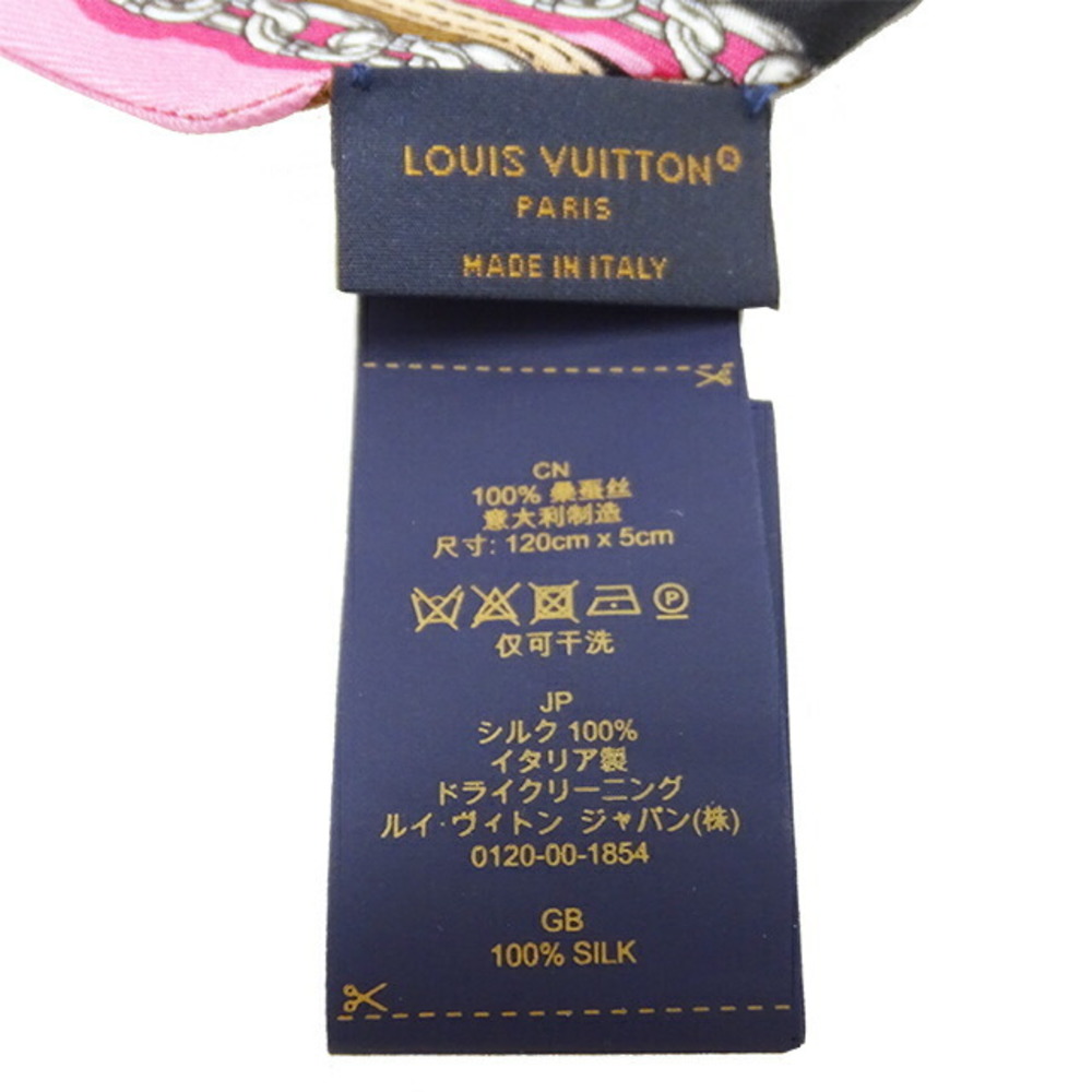 Louis Vuitton LOUIS VUITTON Scarf Muffler Monogram Women's Silk Bandeau BB  Ultimate Noir Black Pink M76676 Chain Padlock Color