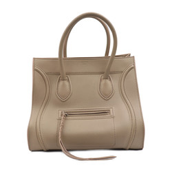CELINE Celine Small Square Luggage Phantom Handbag Leather Beige Etoupe Tote Bag