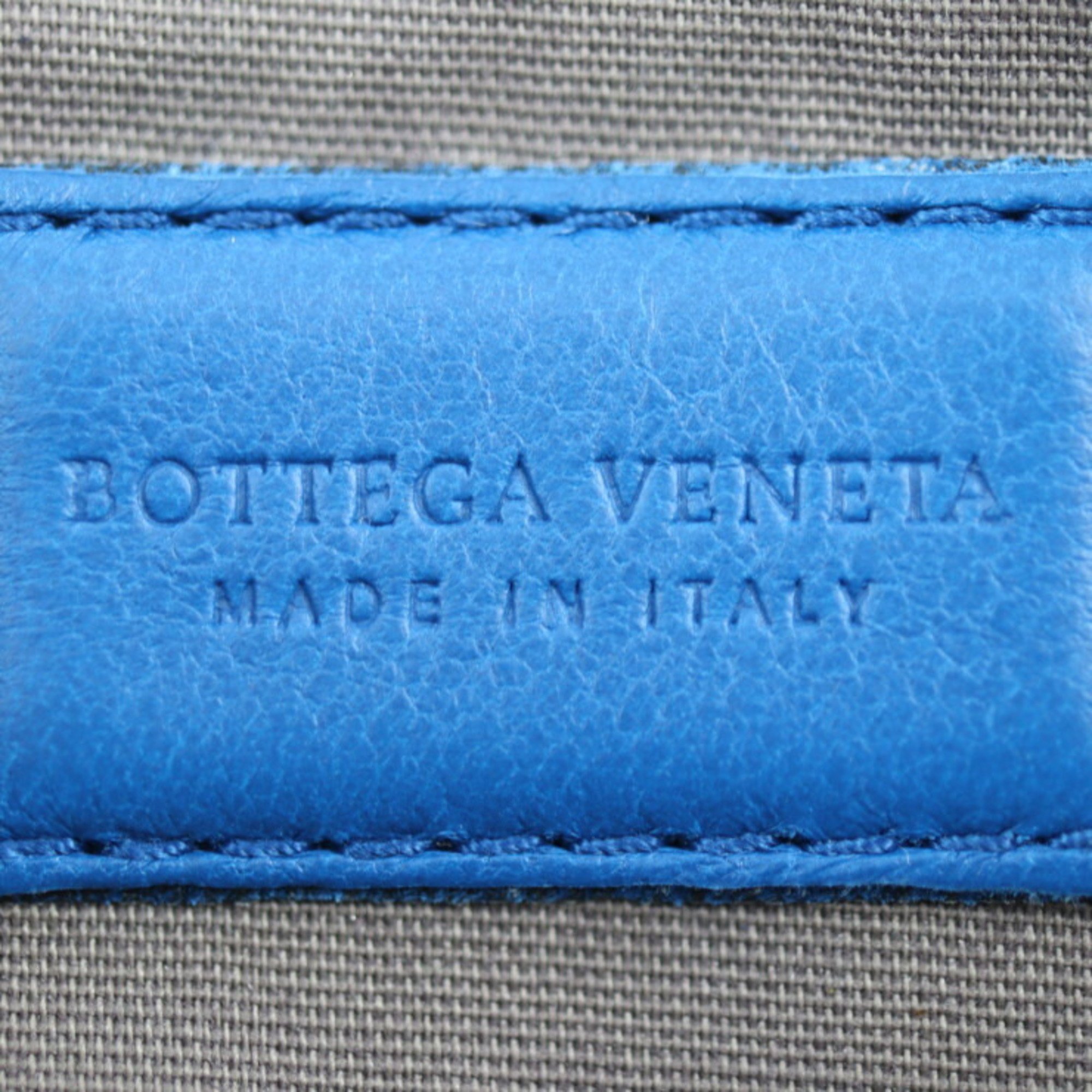 BOTTEGA VENETA Document Case Intrecciato Second Bag 256400 Lambskin Blue Clutch Pouch