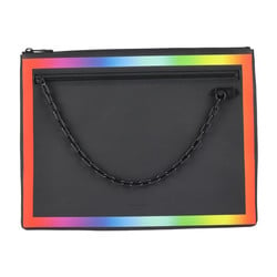 LOUIS VUITTON Louis Vuitton Pochette A4 Taiga Rainbow Clutch Bag M30347 Black 2019AW Limited Virgil Abloh Chain