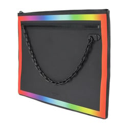 LOUIS VUITTON Louis Vuitton Pochette A4 Taiga Rainbow Clutch Bag M30347 Black 2019AW Limited Virgil Abloh Chain