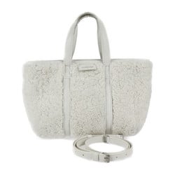 BALENCIAGA Balenciaga Balbes Small handbag 671404 mouton leather white 2WAY