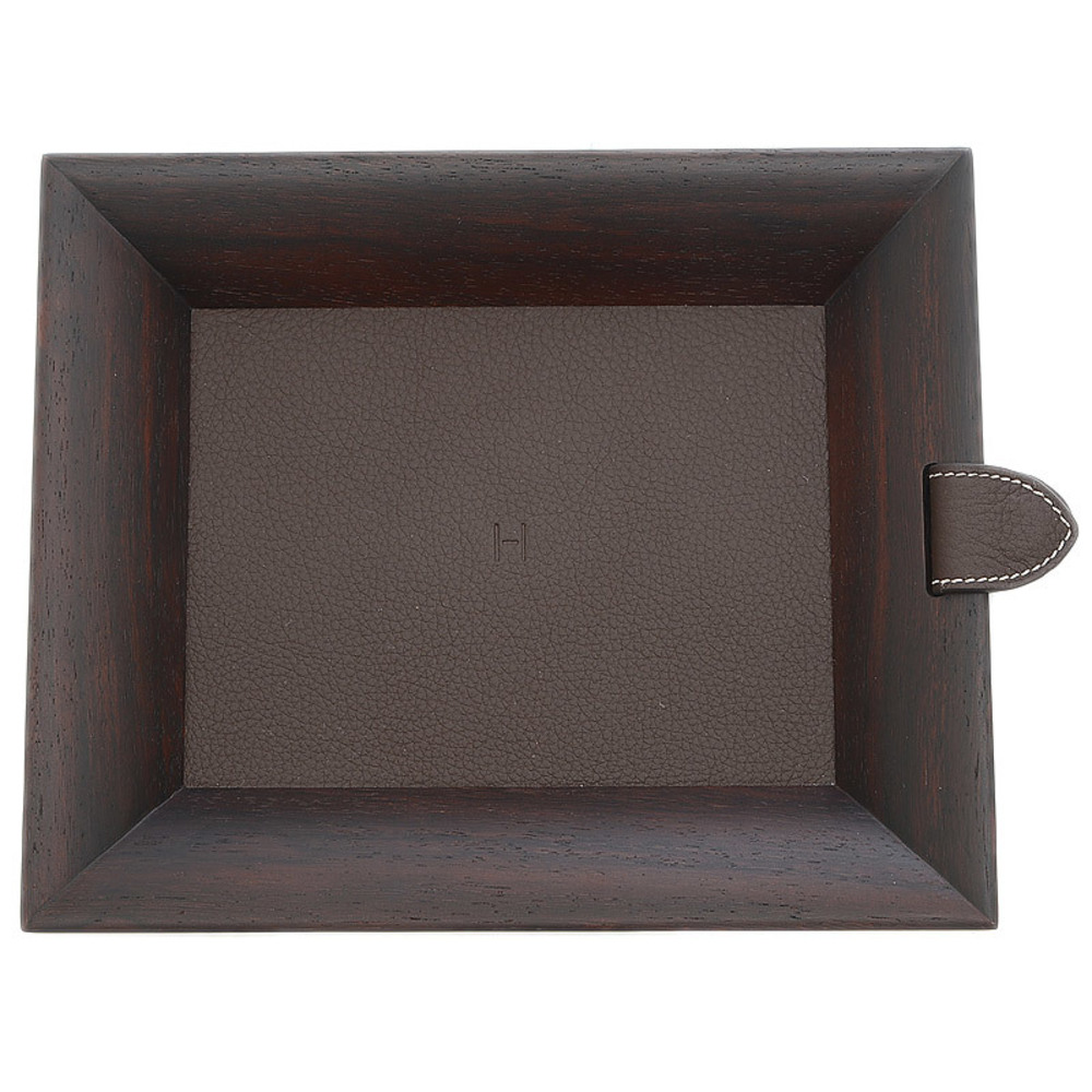 Hermes Vidopoche Tray Leather/Wood Dark Brown