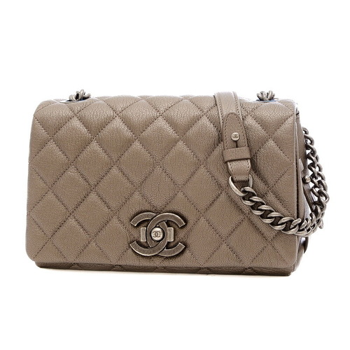 CHANEL Matelasse 2way Chain Hand Shoulder Bag Leather Gray Purse 90177983