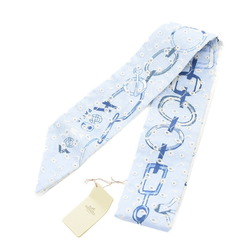 Hermes Twilly Scarf Embroidered Dre Buckle English Blue/Blanc/Marine