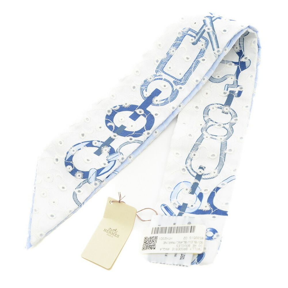 Hermes Extra Long Twilly W/Bow Blue BNIB For Sale at 1stDibs