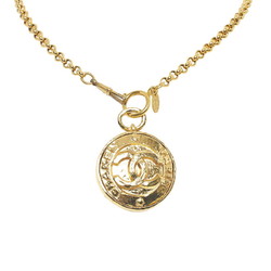 Chanel coco mark mirror necklace gold plated glass ladies CHANEL