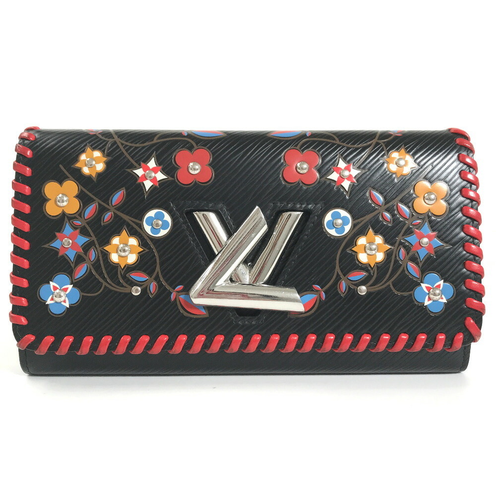 Louis Vuitton Long Wallet Epi Portefeuille Twist Flower M62772 Leather Black  Women's LOUIS VUITTON