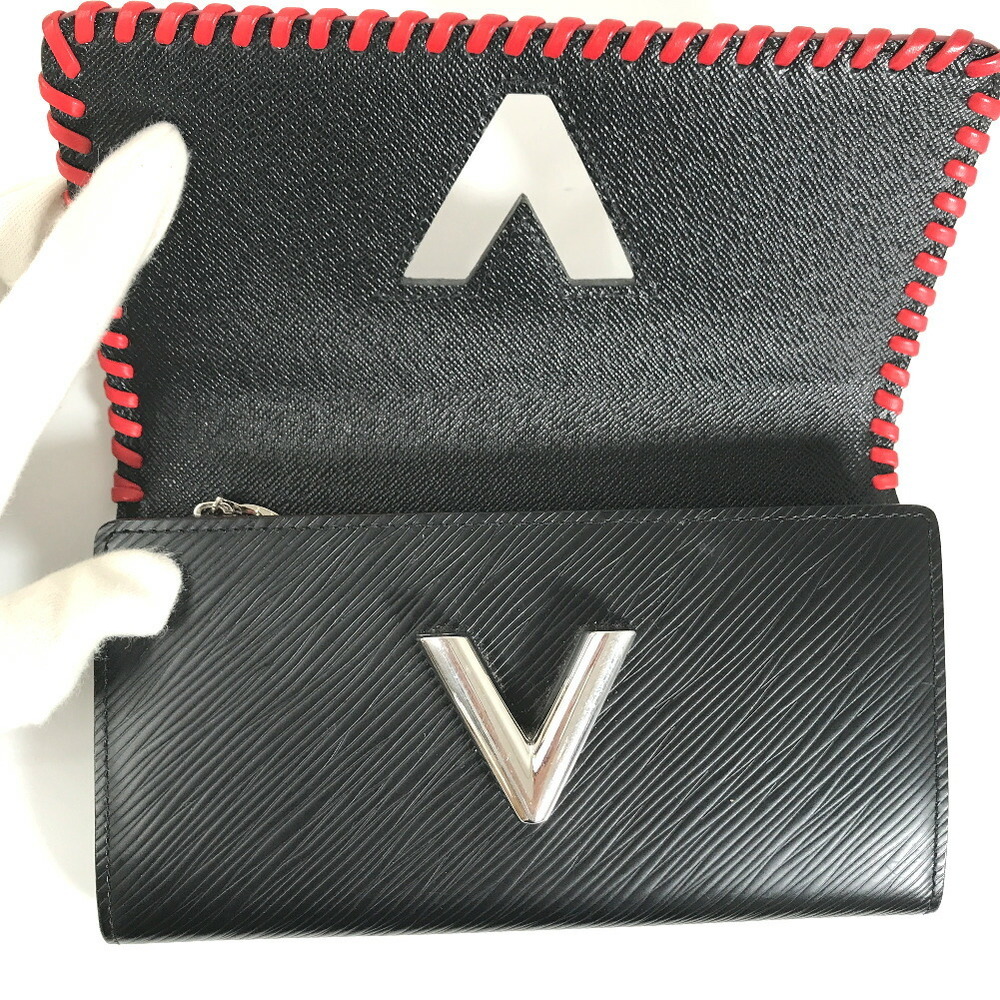 Louis Vuitton Long Wallet Epi Portefeuille Twist Flower M62772 Leather  Black Women's LOUIS VUITTON