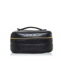 Chanel Cocomark Bicolore Vanity Bag Handbag Black Lambskin Ladies CHANEL