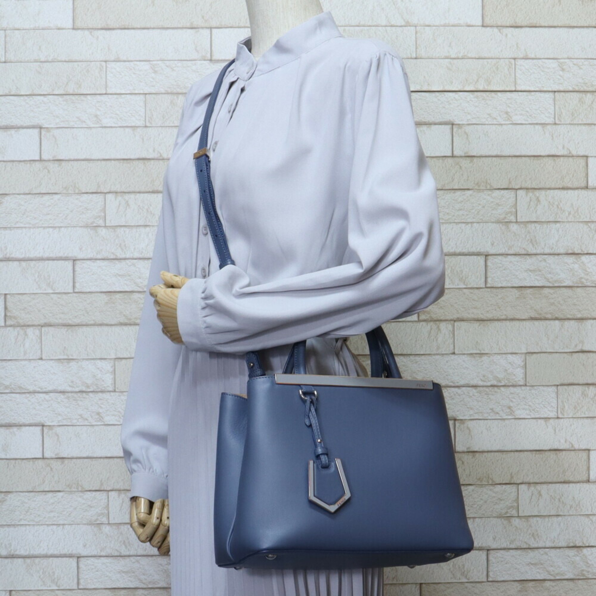 Fendi FENDI Toujour Shoulder Bag Leather Blue Ladies
