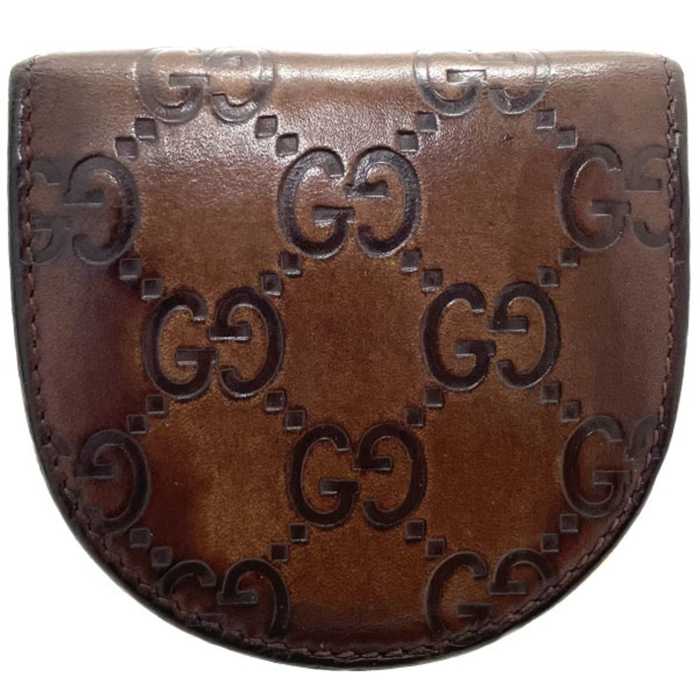 Gucci coin case simaline purse leather brown 115263 GUCCI GG sima horseshoe