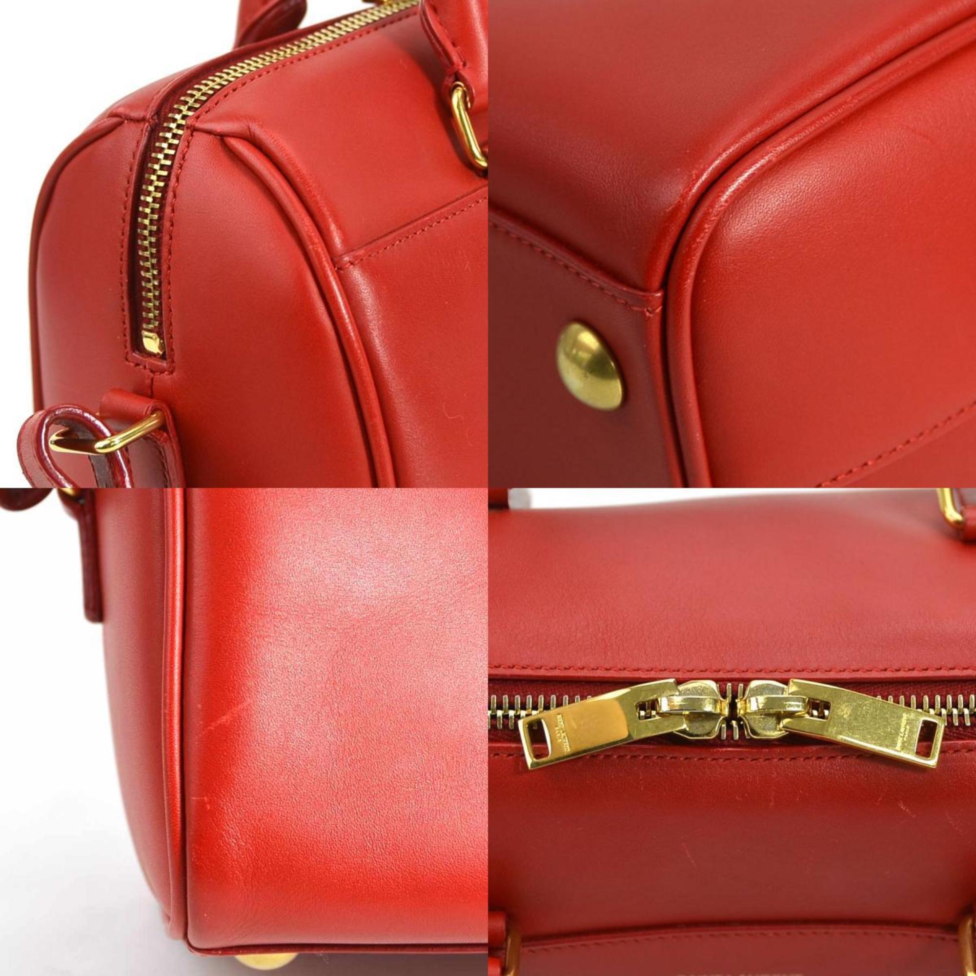 Saint Laurent SAINT LAURENT Handbag Shoulder Bag Baby Duffle Leather Red Gold Women's e55995f