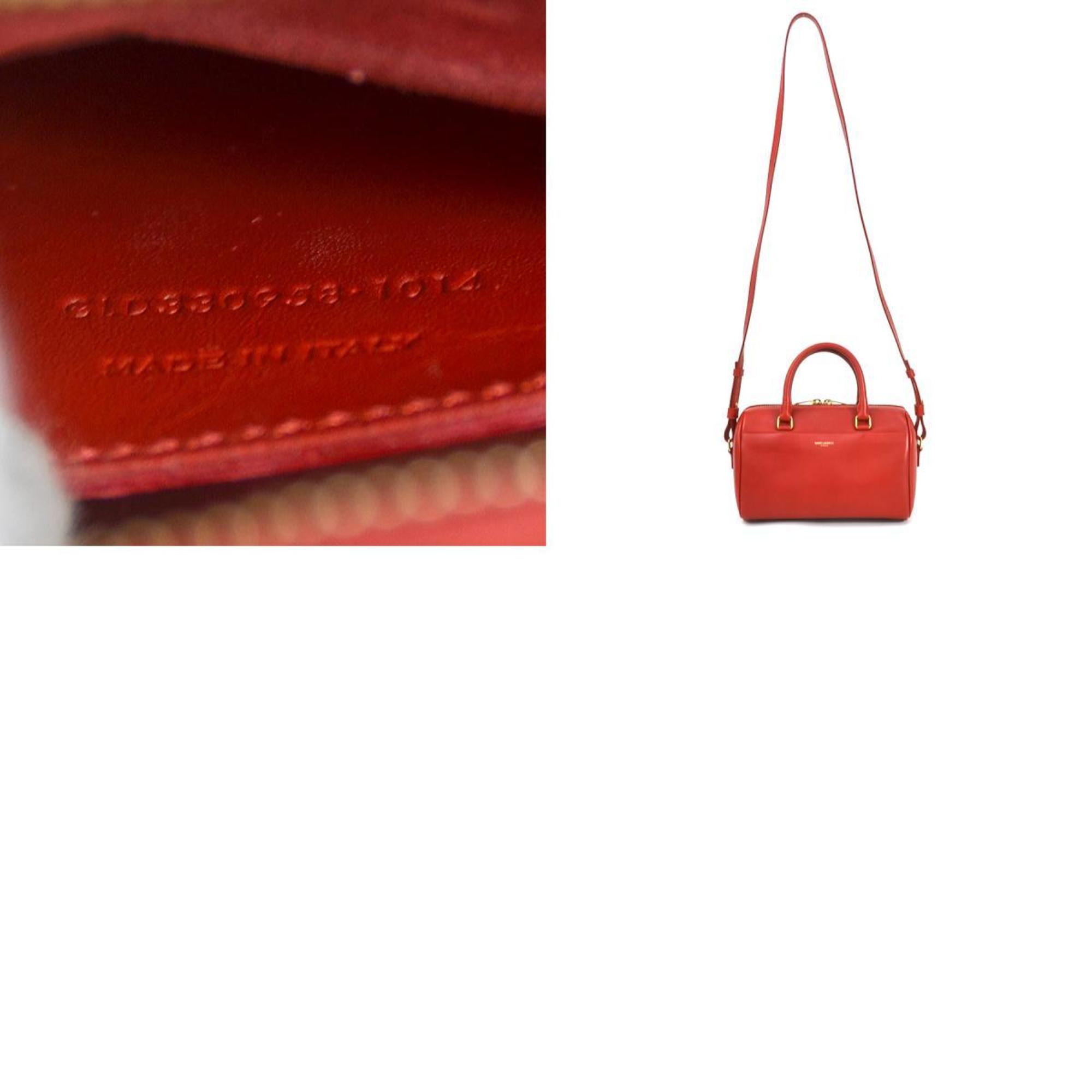 Saint Laurent SAINT LAURENT Handbag Shoulder Bag Baby Duffle Leather Red Gold Women's e55995f