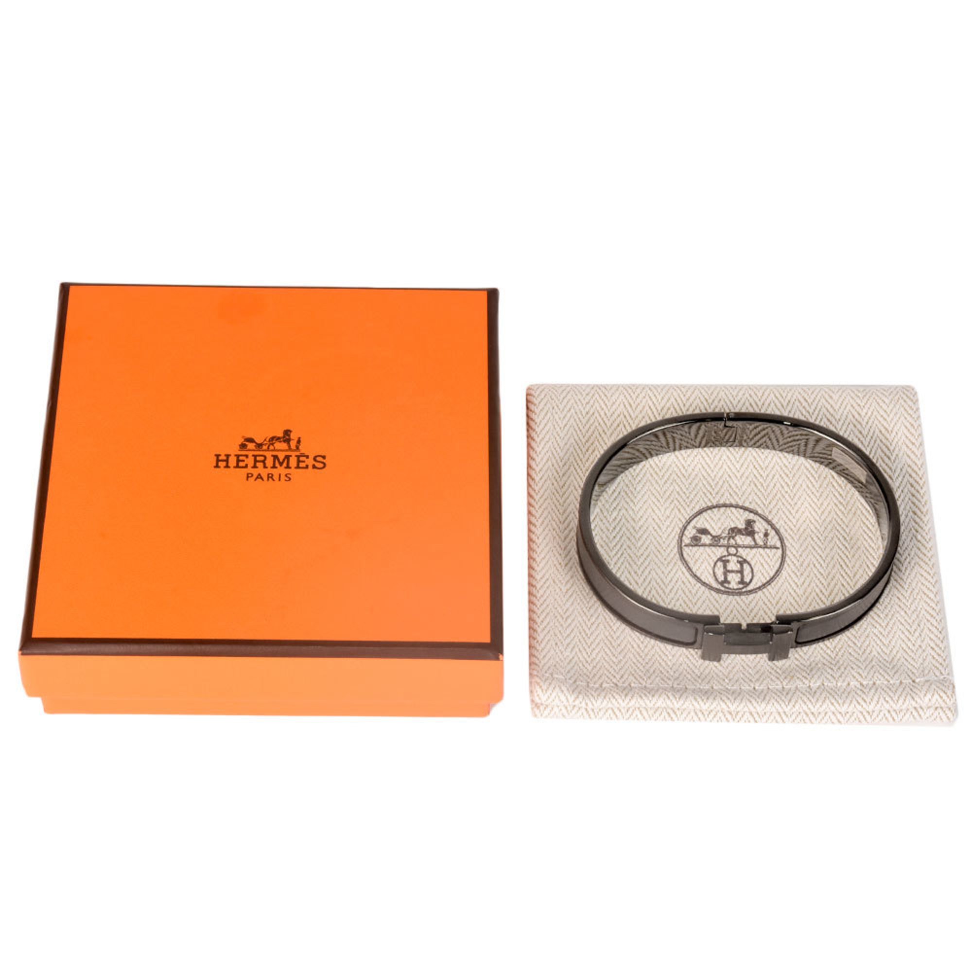 Hermes HERMES click HH so black bracelet bangle enamel