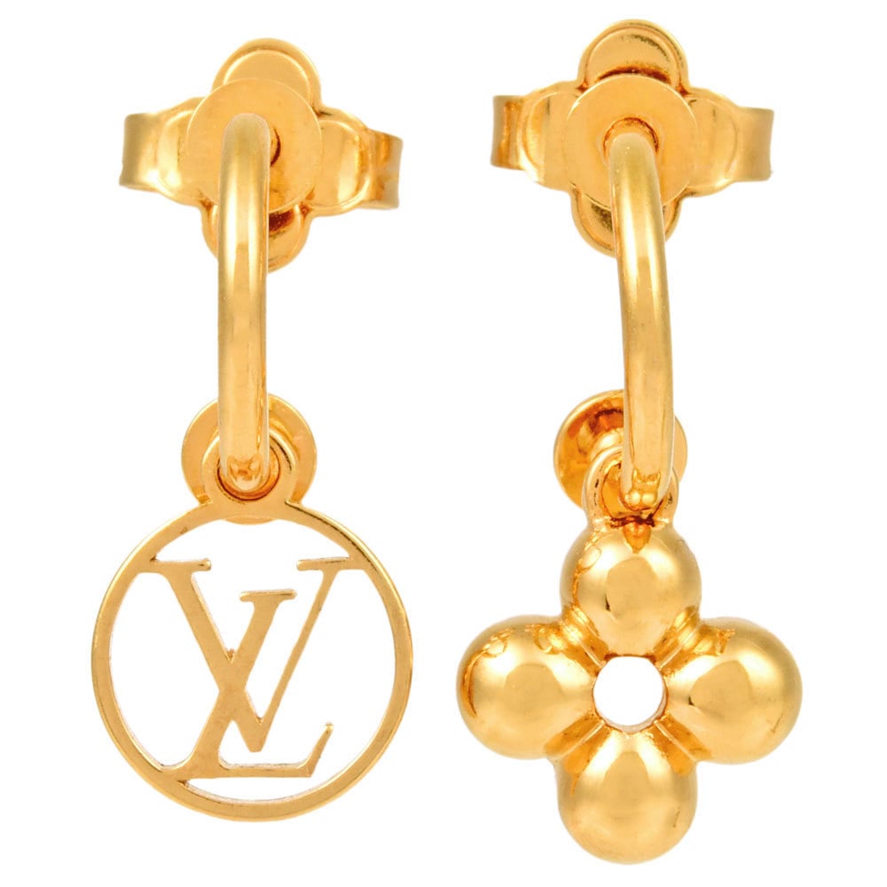 LOUIS VUITTON Metal LV Flowergram Earrings Gold 1209862
