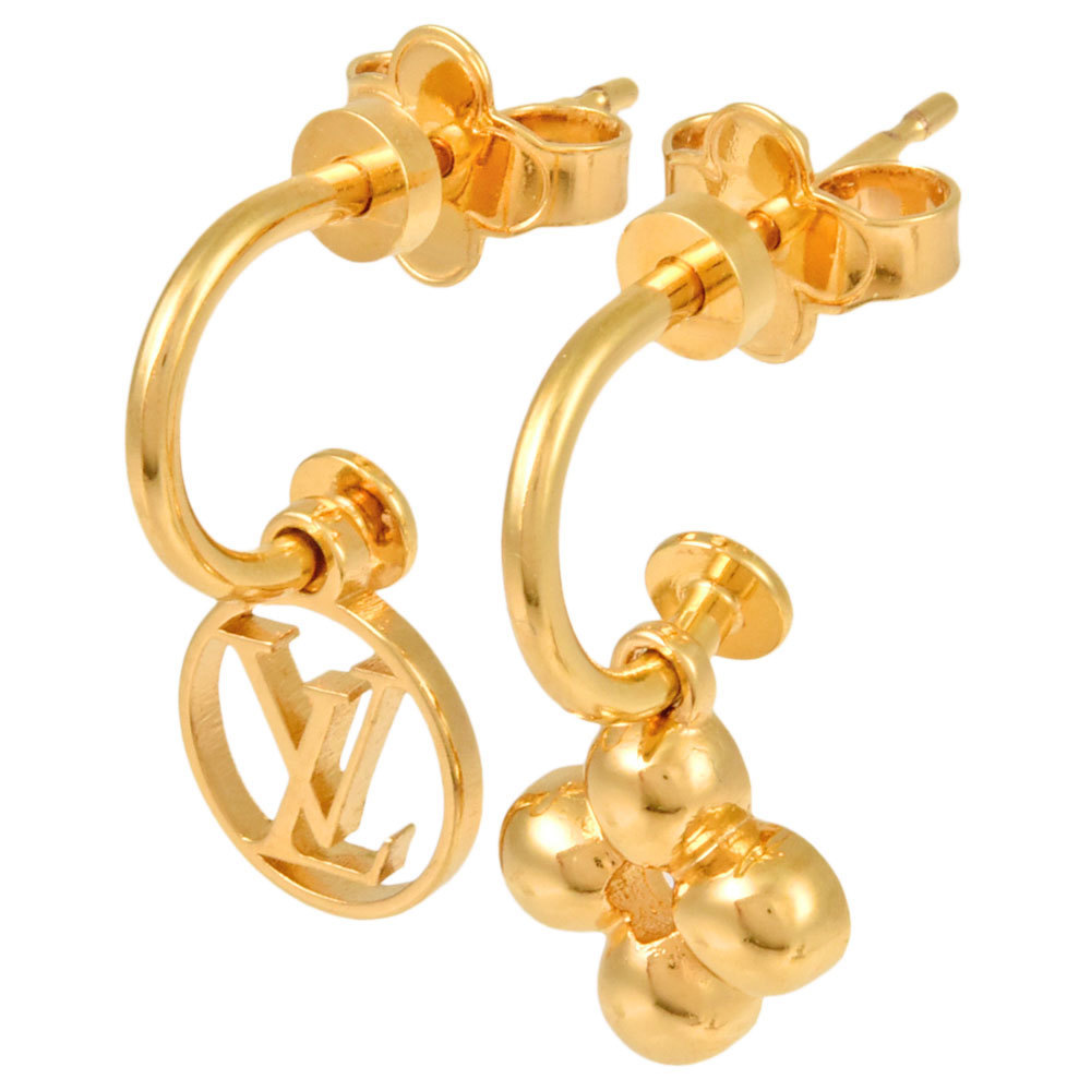 LOUIS VUITTON LV Flowergram Earrings Golden Metal