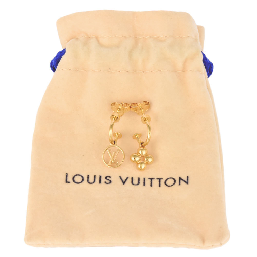Authentic Louis Vuitton M64859 Flower LV Circle Earrings GP