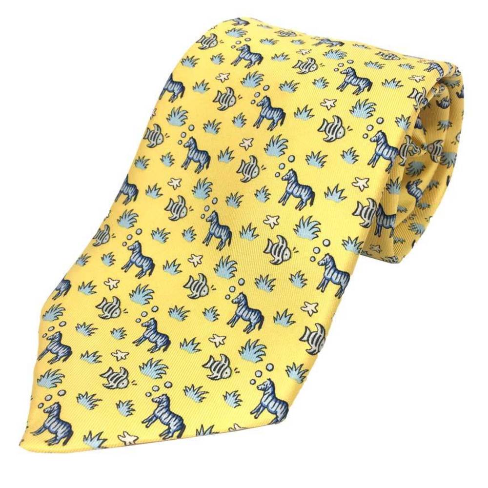 Hermes HERMES tie silk twill zebra fish starfish yellow men's | eLADY  Globazone