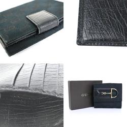 Gucci GUCCI Bifold Wallet GG Canvas Canvas/Leather Black/Green Light Gold Unisex 138029 e55997g