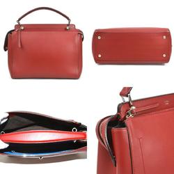 Fendi FENDI handbag shoulder bag dot com leather red silver ladies e55932a