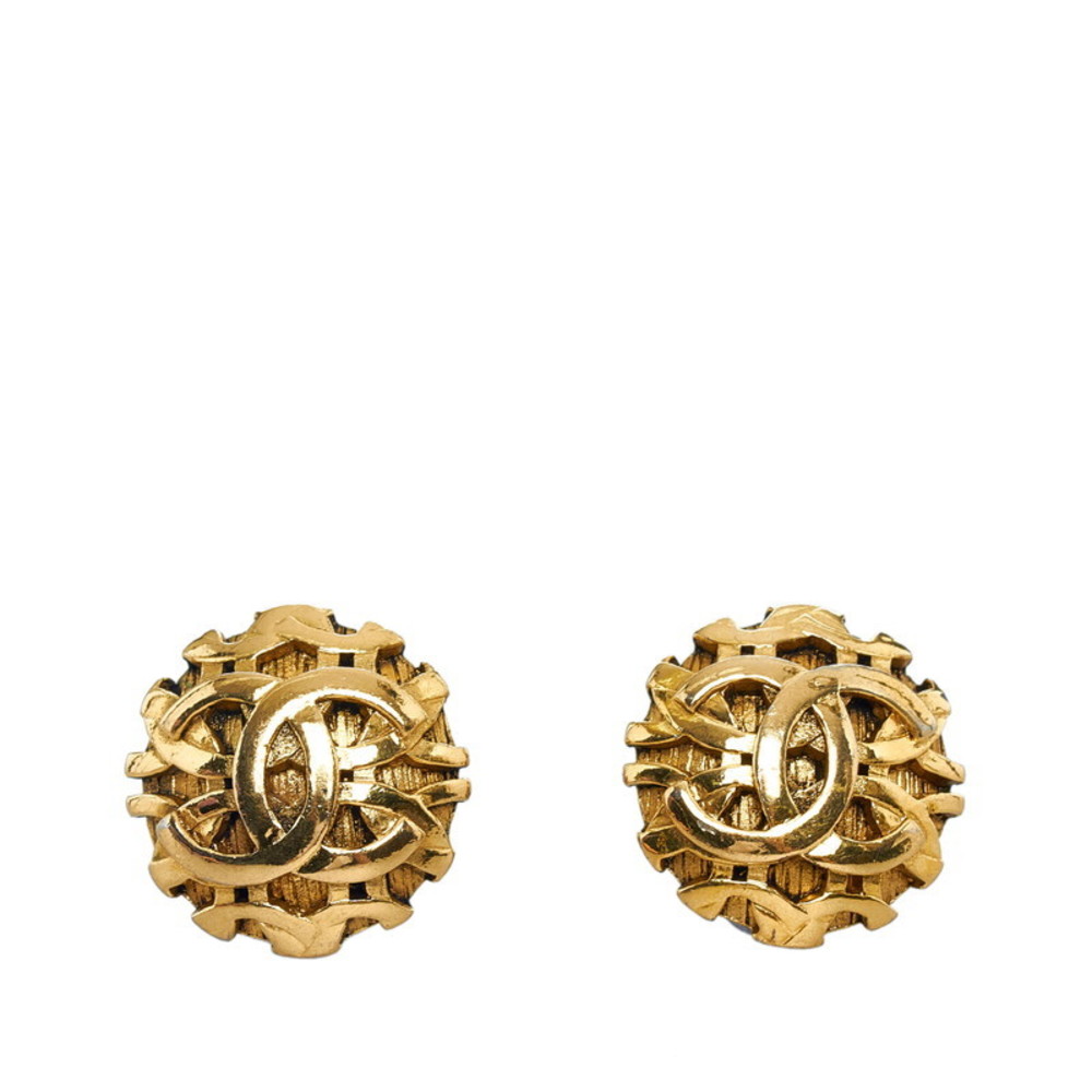 Chanel coco mark round earrings gold plated ladies CHANEL
