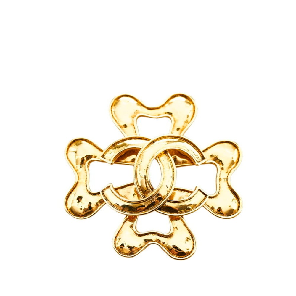 Chanel coco mark clover brooch gold plated ladies CHANEL | eLADY